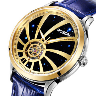 劳士顿（ROSDN）手表 梦想者系列 镂空时尚男士机械表 间金蓝皮G2119LL-MGL