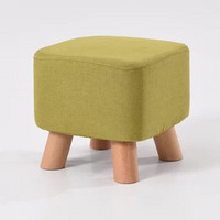 家逸 创意换鞋凳实木圆凳 布艺方墩小矮凳  沙发凳(绿色 方形)