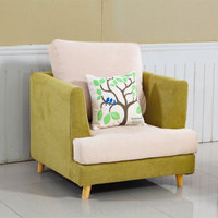 沃变 沙发 可拆洗细麻布艺实木框架沙发大小户型客厅家具 单人沙发椅子 免费送装浅绿色1705-5