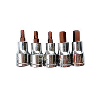 得力(deli)12.5mm长六角旋具套筒 内六角压配套筒头子6mm DL4923（5只装）