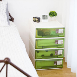 禧天龙Citylong 透明储物柜 抽屉收纳柜 环保塑料收纳箱衣柜玩具整理柜 18L绿色4个装5114
