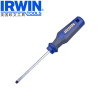 欧文（IRWIN）双色橡塑柄螺丝刀工具(带强磁) 一字螺丝批 改锥 5.0X100mm