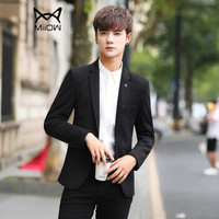 猫人（MiiOW）男士西服休闲时尚纯色单西便服外套224-606黑色3XL