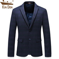 金盾（KIN DON）西服 男2018秋冬新款商务休闲格子西装外套 216XF1803 蓝色 XXL