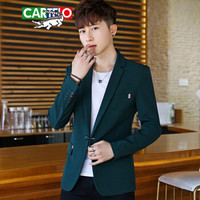 卡帝乐鳄鱼（CARTELO）西服 男士小西装时尚纯色单西便服外套224-718绿色L