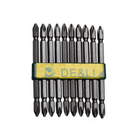 得力(deli)十字双头风动螺丝批头 1/4″ PH2x100mm 每卡十支 DL6903