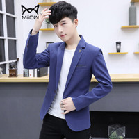 猫人(MiiOW)男士西服休闲时尚百搭纯色单西便服外套QT815A-1805宝蓝色3XL