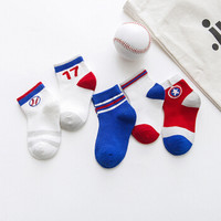 CHANSSON 馨颂 儿童袜子男童夏季薄款网眼袜短筒棉袜五双装套装 S053F3 棒球少年16-18(M)(5-8岁)