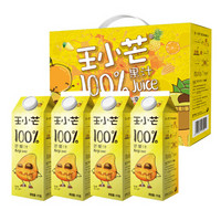 王小芒 100%纯芒果汁 1L*4瓶礼盒整箱装 夏日果汁饮料 *3件
