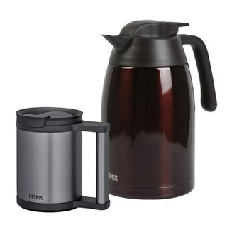 THERMOS 膳魔师 THV-1500-CBW JCP-280C BK 不锈钢保温壶马克杯 1500+280ml 棕色 黑色