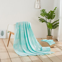 LOVO家纺 毛巾被全棉双层提花北欧风夏季空调毯午休盖毯子 椰林海风 绿色70*140cm