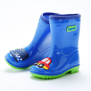 hugmii儿童雨鞋学生卡通雨靴宝宝胶鞋水鞋 蓝色恐龙 30码/20cm