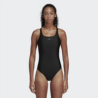 阿迪达斯（adidas）泳衣 女士连体修身遮肚泳装抗氯伏贴高弹力三条杠温泉三角游泳衣 DV0153 黑色 A/L