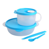 特百惠（Tupperware）便携午餐组合套装 微波分隔饭盒密封保鲜水晶汤碗 便当盒2件套