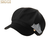 Siggi SI00328 帽子女春夏韩版百搭薄款贝雷帽日系简约小清新遮阳鸭舌帽 气质黑 57CM
