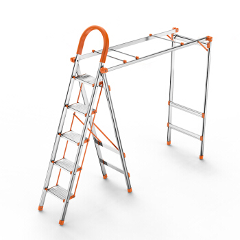 肯泰 家用梯子 折叠晾衣架 室内多功能两用人字梯 CTR-003 加厚铝合金五步梯普通款橙色