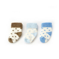 全棉时代 婴幼儿星星内毛圈提花袜 15cm（建议3-4岁）浅蓝+蔚蓝+鹅卵石 3双/袋