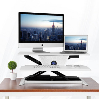恰宜站立办公电动升降电脑桌 台式笔记本办公桌 折叠式工作台写字书桌 笔记本显示器工作台WYSD-EC-002（白）
