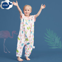 米乐鱼 婴儿睡袋包被儿童抱被宝宝纱布睡袋分腿防踢被 火烈鸟90*52cm