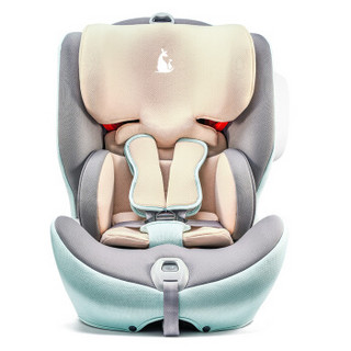 袋鼠爸爸EUROKIDS宝宝汽车儿童安全座椅ISOFIX接口约 9个月-12岁 高度倾斜可调节 白气球 棉花糖色