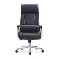 奈高办公电脑椅老板经理总裁时尚休闲椅现代可升降可躺木质人体工学椅-黑色HS3