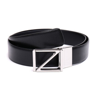 Ermenegildo Zegna 杰尼亚 男士黑色两面通用牛皮板扣式可旋转扣头腰带 BSFNA5 603B NER 黑色