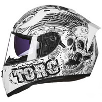 TORC头盔秋冬全盔双镜片摩托车电动车头盔可拆卸内衬安全时尚盔T128/T18 白色 灵魂 XXL码