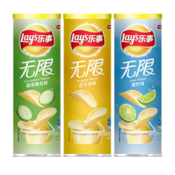 乐事(Lay's)薯片 休闲零食 104g*3组合装(黄瓜+原味+青柠)