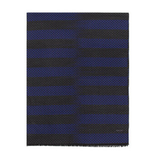 BALLY 巴利 男士海蓝色灰色条纹混纺围巾 M7CN376F 8S371 756
