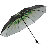 天堂伞 全遮光UPF50+黑胶转印三折晴雨伞31813E绿色