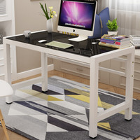 雅美乐 电脑桌台式家用 现代简约钢化玻璃书桌办公桌学习写字桌子电竞桌 黑白120*60*75 YZDZWB5
