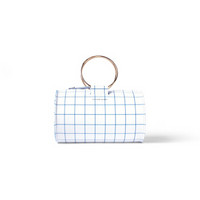 FUTURE GLORY Future Glory 女士白蓝格纹牛皮圆桶型双环手提包链条单肩包 MARGAUX MINI DUFFLE / GRID