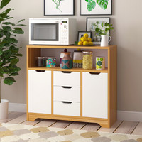 时黛家居 餐边柜 茶水柜储物柜木质简易橱柜碗柜加勒比松木+暖白A1602