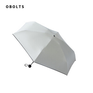 obolts太阳遮阳伞女超轻折叠防晒防紫外线伞晴雨两用五折迷你黑胶伞 奶茶白