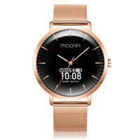 魔派MOONPI指针式智能手表 屏显多功能商务防水手环蓝牙信息提醒心率血压运动男女情侣潮酷石英钟表 钢带金色