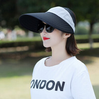 纪维希（Jiweixi）遮阳帽 空顶女夏季大沿户外防晒太阳帽骑行可折叠帽子 JWX151 黑色