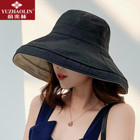 YUZHAOLIN 俞兆林 遮阳帽女夏季防晒帽子双面优雅大檐太阳帽黑色