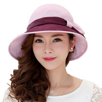 兰诗雨春夏帽子女士大沿遮阳帽户外防晒太阳帽可折叠盆帽M0521 紫色
