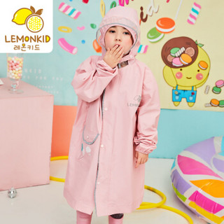 lemonkid LK011112 儿童塔丝绒雨衣 男童女童小童小孩小学生幼儿园雨披 粉色兔子 L