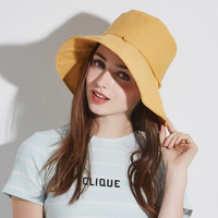 纪维希（Jiweixi）遮阳帽 女夏季大檐户外防晒太阳帽骑行可折叠帽子 JWX152 黄色