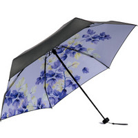 天堂伞 全遮光UPF50+黑胶转印五折晴雨伞31802E紫色