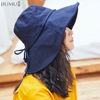 玖慕(JIUMU)遮阳帽渔夫帽女夏季户外海边沙滩帽防紫外线防晒帽太阳帽凉帽韩版潮文艺帽子女 CW006藏青色