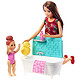 芭比 Barbie 儿童女孩娃娃玩具  芭比之小小育婴师沐浴组合 FXH05 *3件
