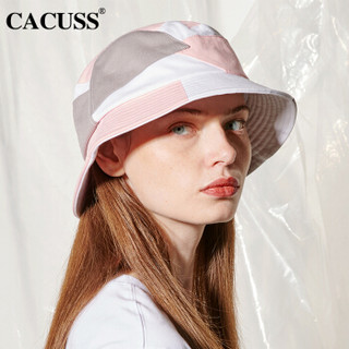 CACUSS PM041帽子女新品宽檐防紫外线遮阳帽女时尚男女渔夫帽大头围帽子户外休闲盆帽女 粉白灰 大号