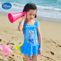 迪士尼（DISNEY）儿童泳衣 迪士尼冰雪奇缘系列 女童连体裙式泳装S19B2Q0121B 蓝色 120
