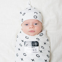 Lulujo Baby加拿大品牌婴儿抱被新生儿竹棉 婴儿帽 襁褓巾 婴儿浴巾口水巾 包巾帽子套装 LJ642 亲亲抱抱