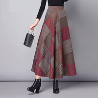 liqiao 丽乔 秋冬新品半身裙女格子呢子毛呢中长款半身裙大摆裙 zx4439-1125 红色 XL