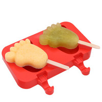 拜杰（Baijie）家用夏季自制雪糕模具 自制硅胶 冰棒模具 脚丫子雪糕模具红色 LY-10