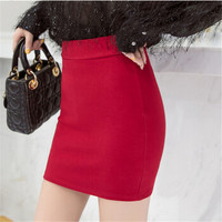 HMDIME 2019春夏新款 包裙女修身高腰职业工作裙弹力防走光一步超短裙 GGSS1804 红色 3XL