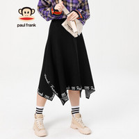 PaulFrank/大嘴猴 2019春季新款收腰针织不规则裙摆字母黑色半身裙 PFCBQ191113W 黑色 XL